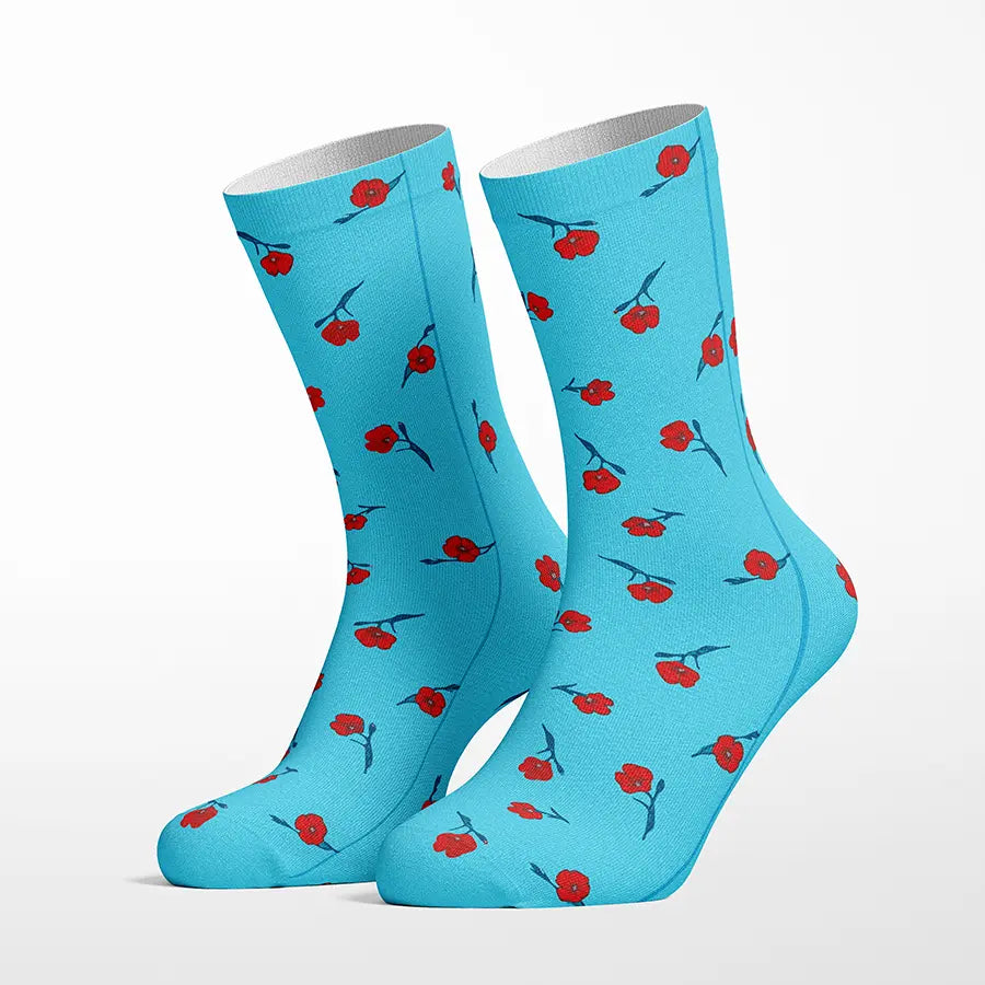 Red Poppies crew socks